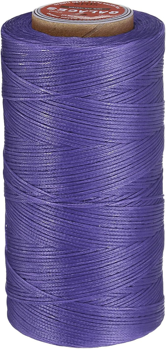 uxcell Flat Leather Sewing Waxed Thread, 270m / 295 Yards Polyester Wax String, 150D Wax Stitching Cord for Leather Crafts, Bookbinding, Bracelets Braided, Light Purple
