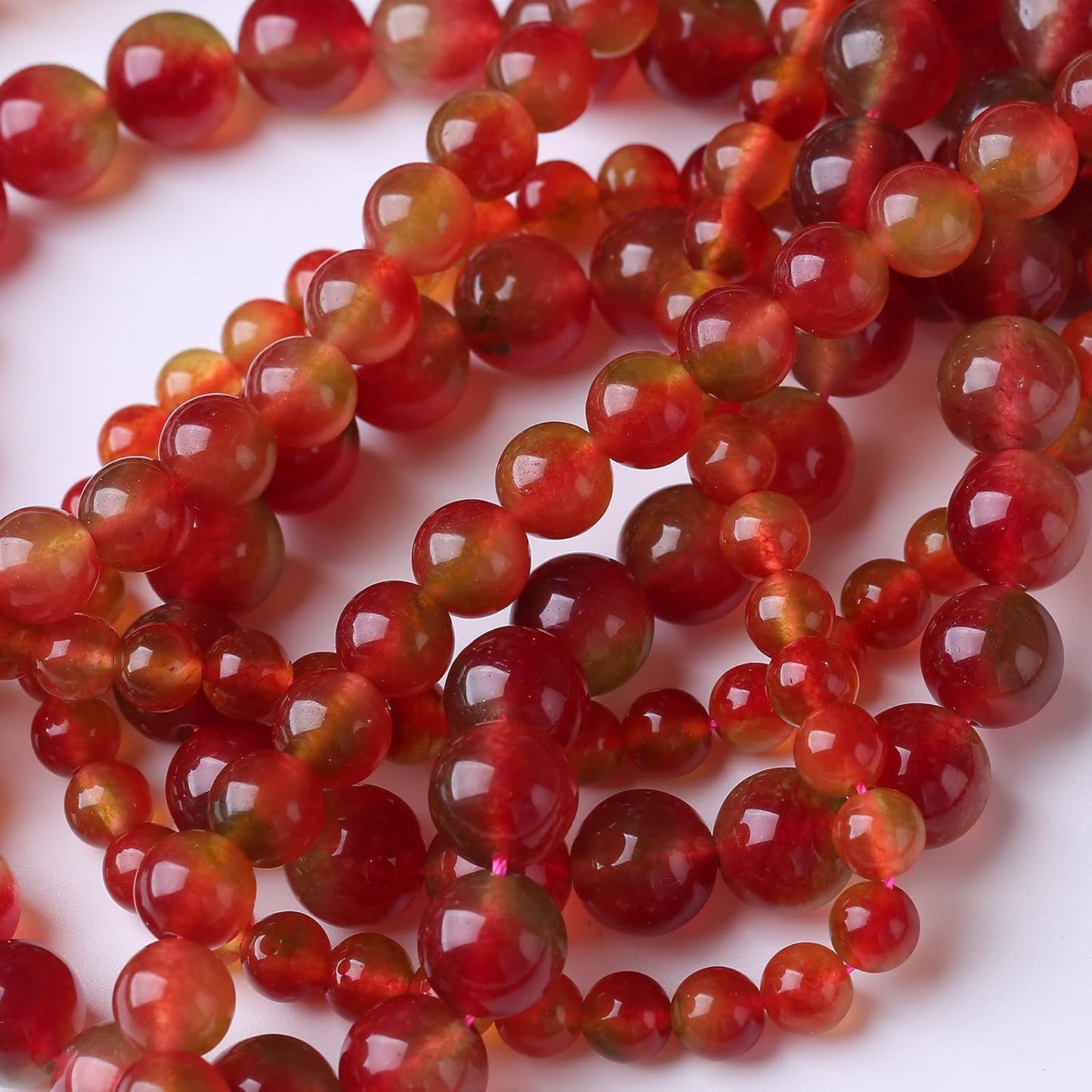 32PCS 10MM Mixed Double Chalcedony Stone Beads Energy Healing Beads for DIY Jewelry Bracelet Necklace Making for Jewelry Making 15Inch