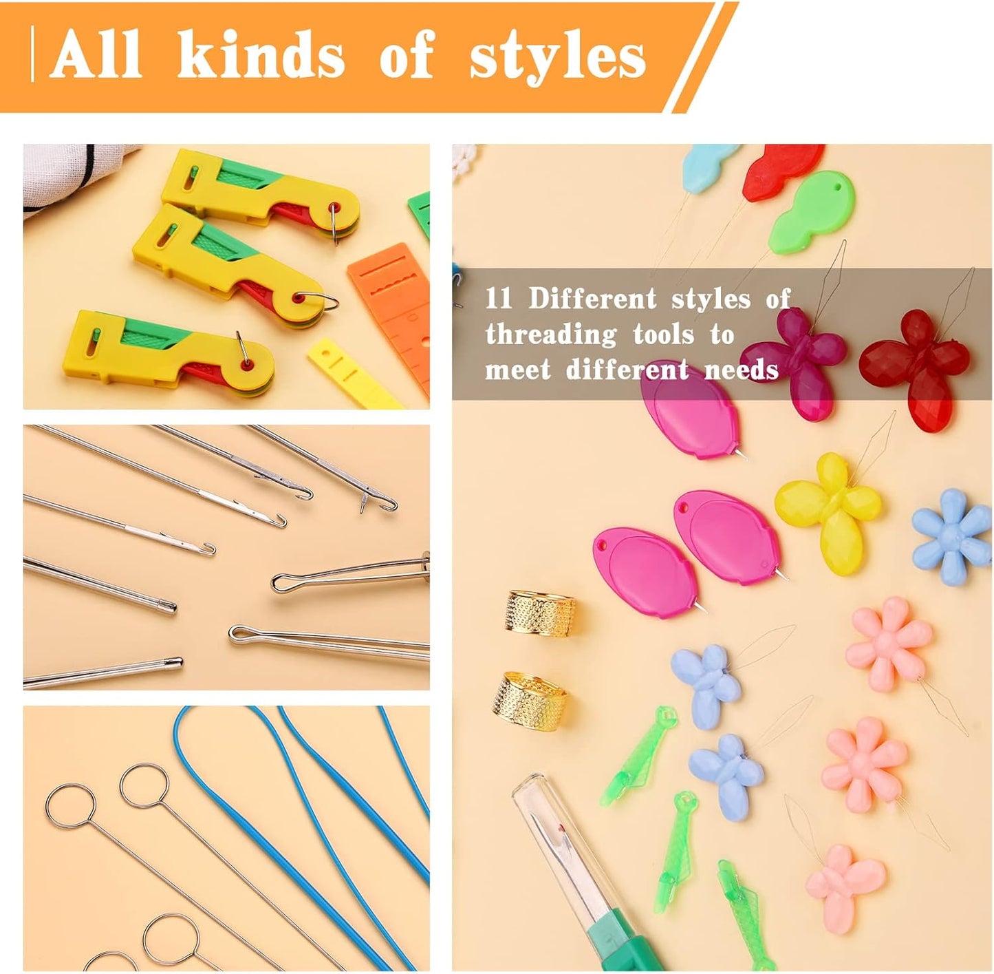 Fedmut 42 Pieces Needle Threaders Kit,Drawstring Threader Set,Threader Hand Machine Sewing for Sewing Crafting,Quilting, DIY Art,Universal Sewing Threaders Tool for Embroidery Needlework