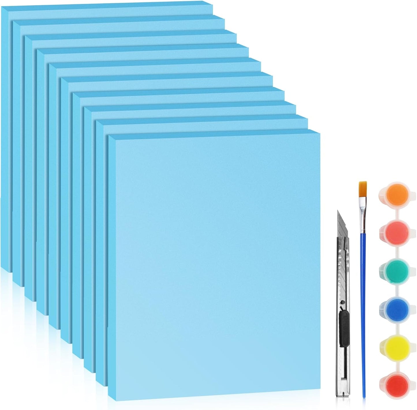 LuckyFoam Blue 10 Pack 15x12x0.79 inch Foam Sheets 0.79 Inch Thick Polystyrene Rectangles XPS Foam Board Craft for Insulating DIY Modeling Art Supplies