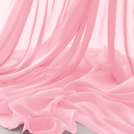 Horbaunal Light Pink Chiffon Fabric by The Yard, 5 Yard Continuous Sheer Fabric 59" Wide Soft Draping Fabric for Wedding Arch Draping Party Backdrop DIY Sewing