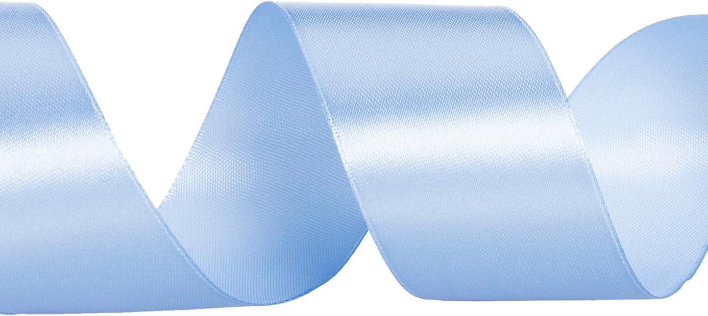 1 1/2 Inch Sky Blue Solid Satin Ribbon, 50 Yards Craft Fabric Ribbon for Gift Wrapping Floral Bouquets Wedding Party Decoration