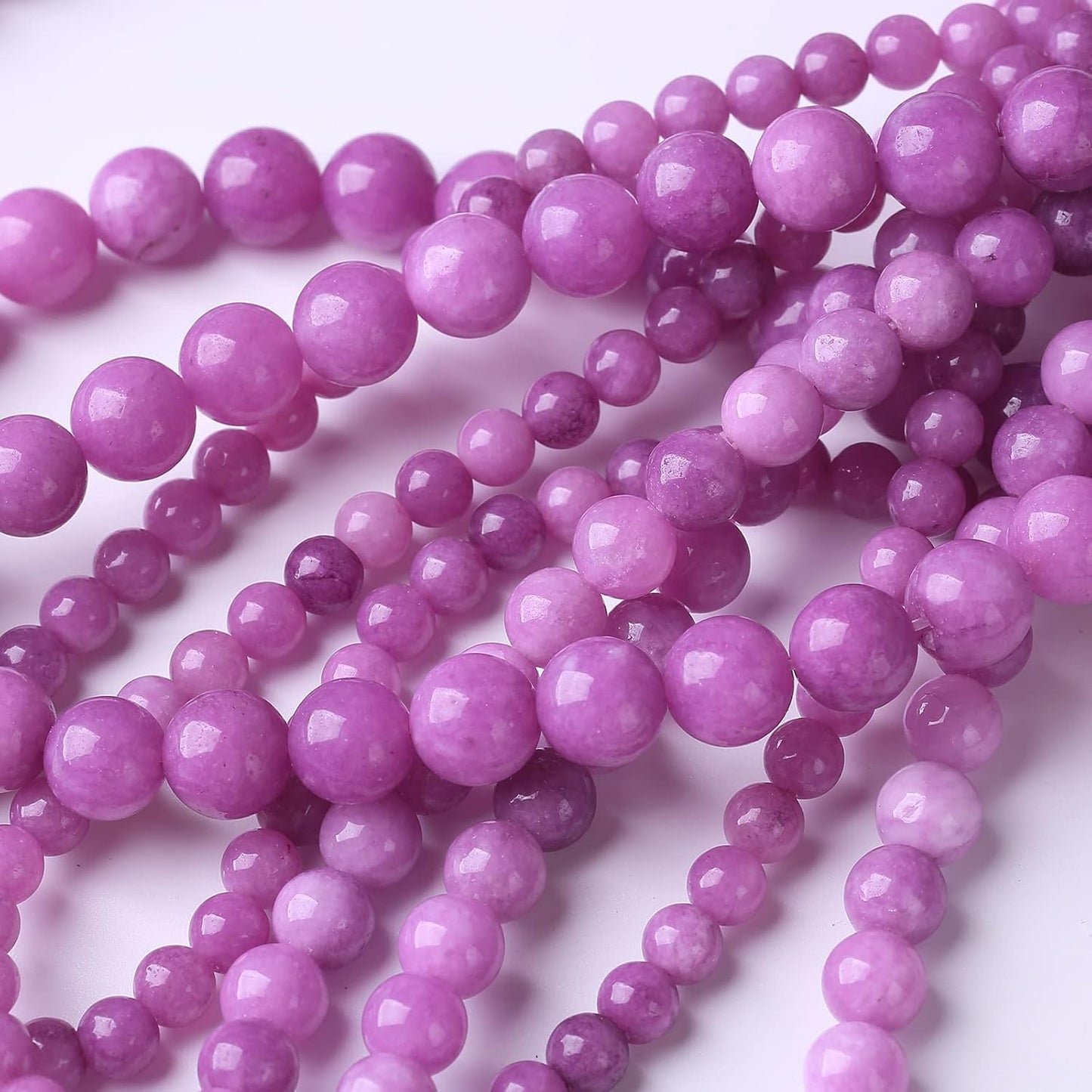 48PCS 8MM Purple Jade Beads Stone Beads Energy Healing Beads for DIY Jewelry Bracelet Necklace Making for Jewelry Making15Inch