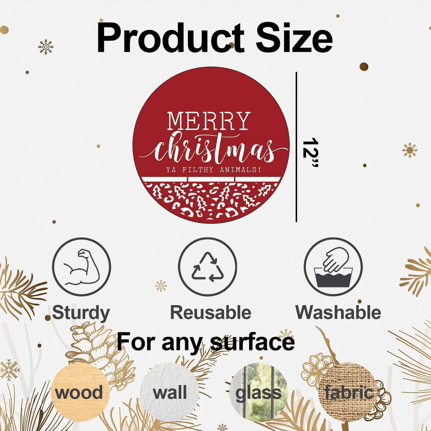 Christmas Stencil for Painting on Wood 12" Merry Christmas Doormat Stencils for Crafts Reusable Holiday Stencil Drawing Templates for Door Hanger Porch Wreath Decor