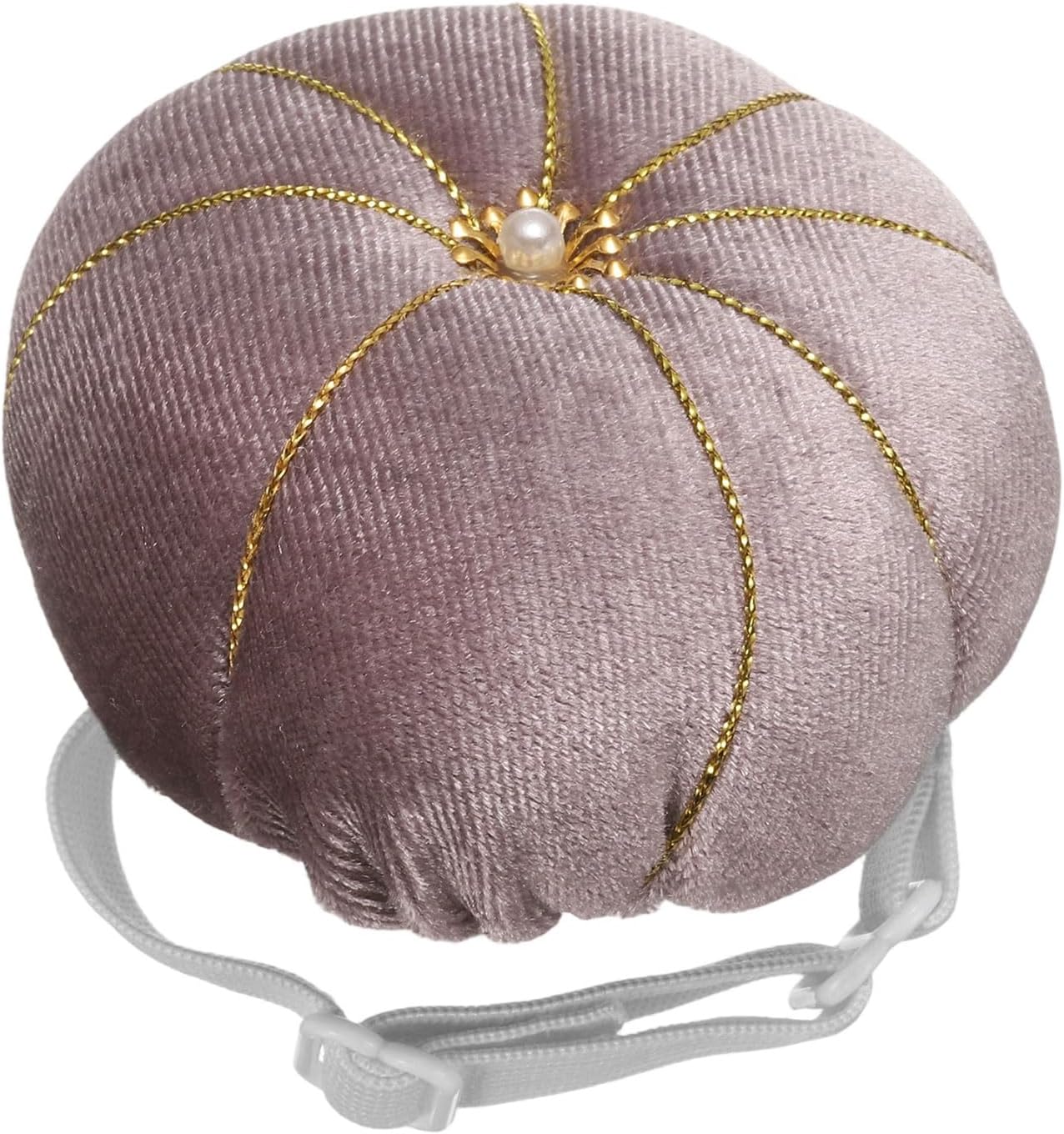 HARFINGTON Wrist Pin Cushion Wristband Sewing Pincushion Polyester Pin Holder Wearable Pumpkin Shaped Needles Wristband for Sewing Quilting Needlework DIY Crafts, Gray