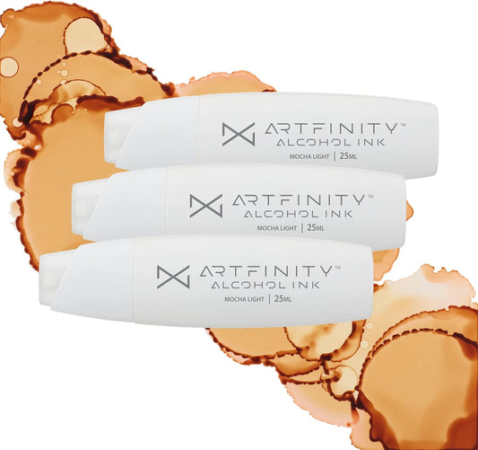 Alcohol Inks 3 Pack - Vibrant, Professional, Dye-Based Alcohol Inks for Artfinity Alcohol Markers, Artists, Drawing, & More! - Mocha Light E1-3