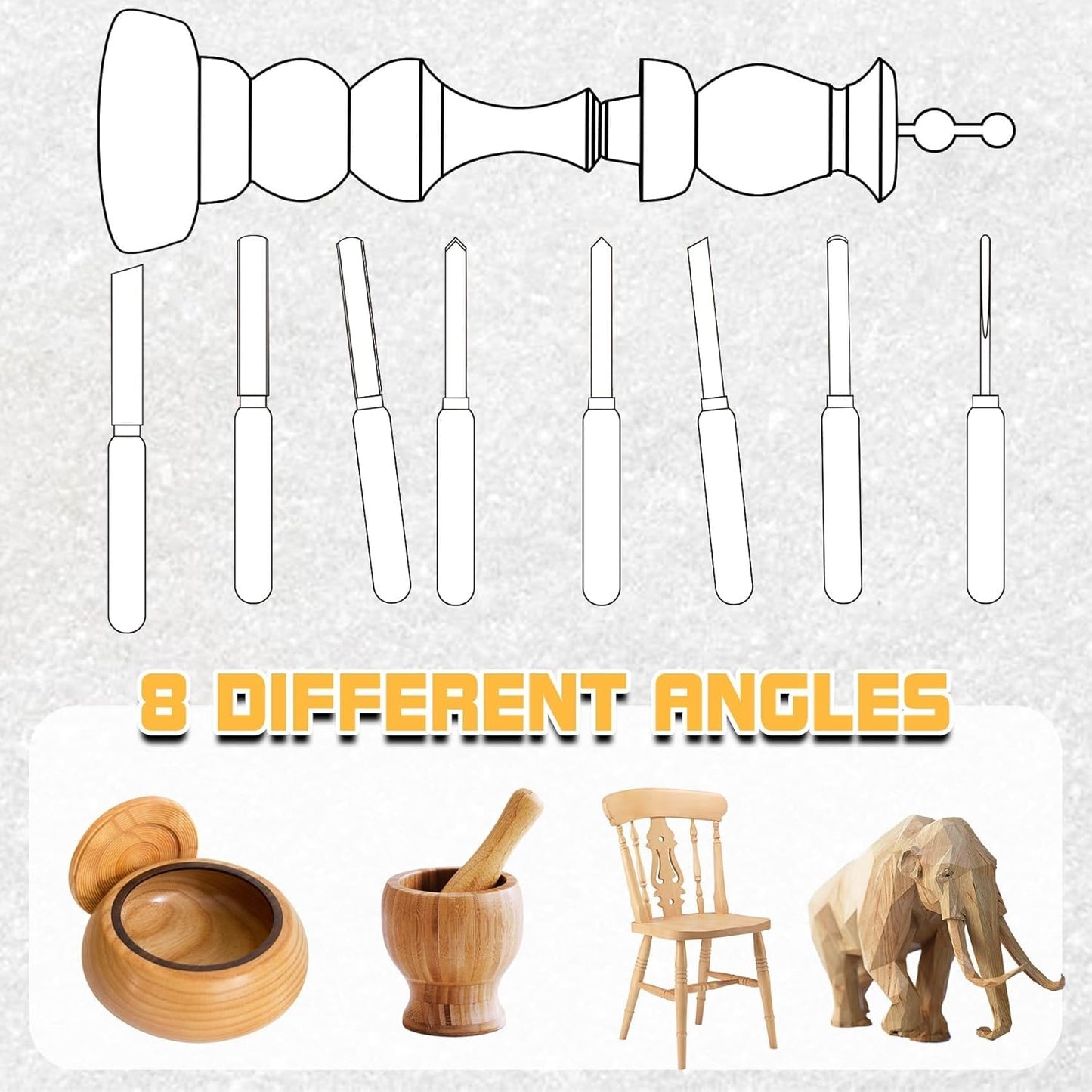 8 Pcs Wood Lathe Tools, Wood Chisel Sets, Suitable For Wood Working Tools, Which is Used for Lathe, is Suitable for Beginners and Professionals (8)