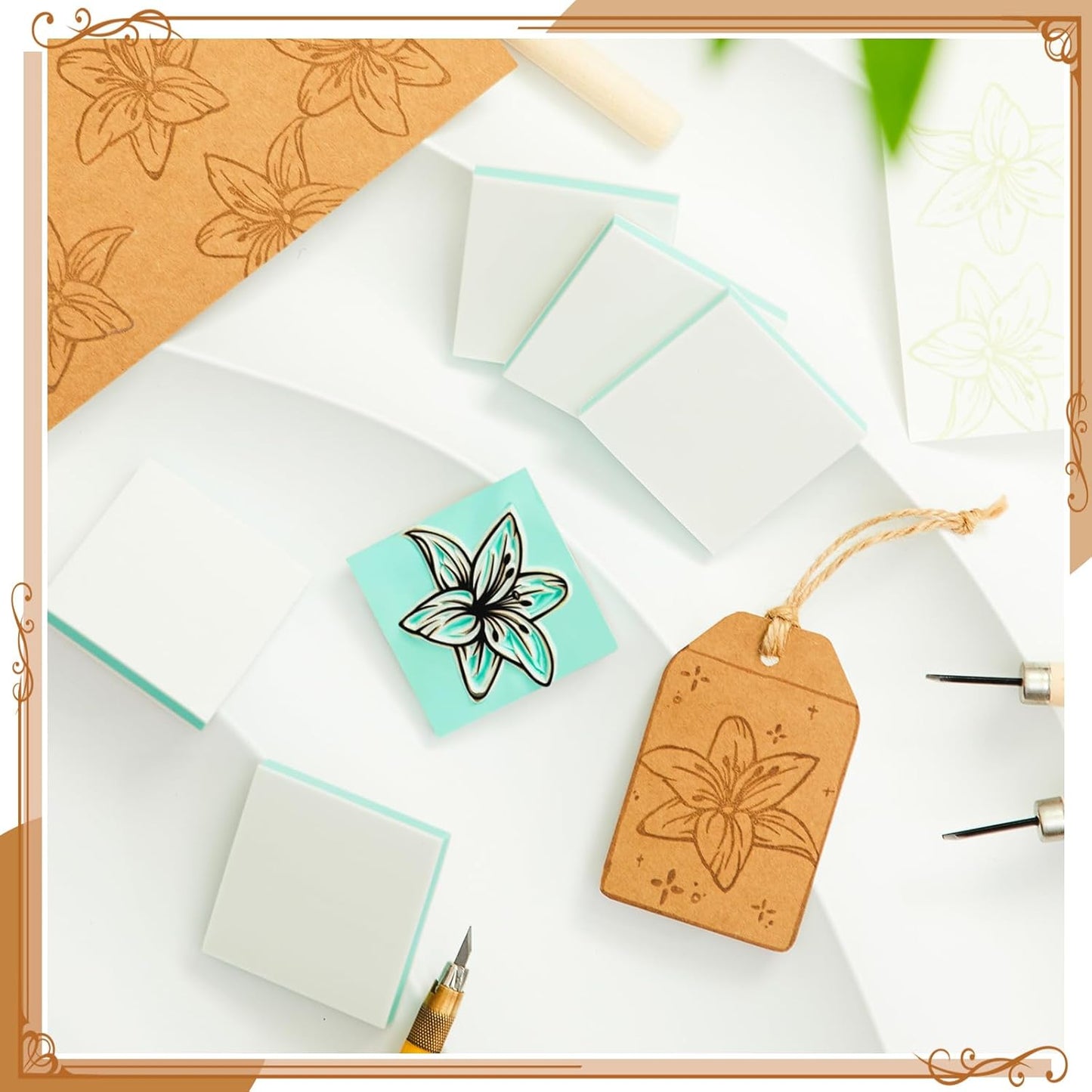 Frienda 72 Pcs 2" x 2" Rubber Carving Blocks Linoleum Blocks for Printmaking, Stamp Making, DIY Crafting, Scrapbook, Painting, Soft and Easy to Carve (White Green)