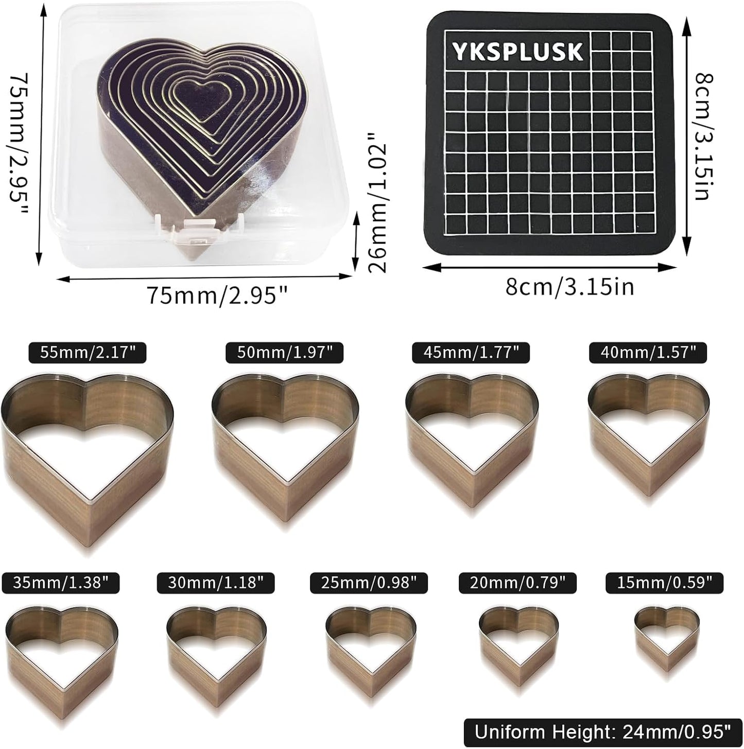 9 Pcs Leather Hole Cutter Tool Set, 9 Sizes Heart Shape Cutter Tools High Carbon Steel, Leather Cutting Dies Kit for DIY Leathercraft, Leather Hollow Punching with Plastic Box