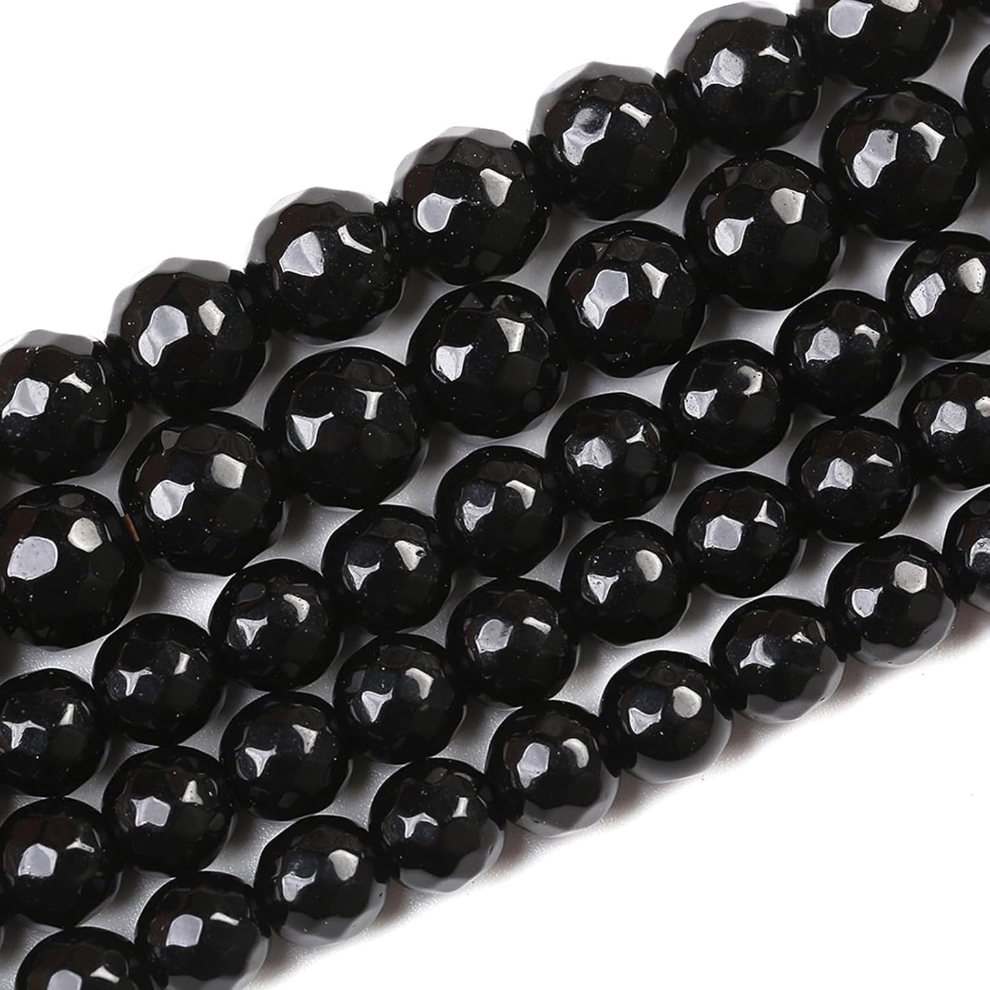 60pcs 6mm Natural Faceted Black Agate Stone Beads for Jewelry Making Energy Healing Beads DIY Bracelet Necklace Accessories 15" (6mm, Faceted Black Agate)