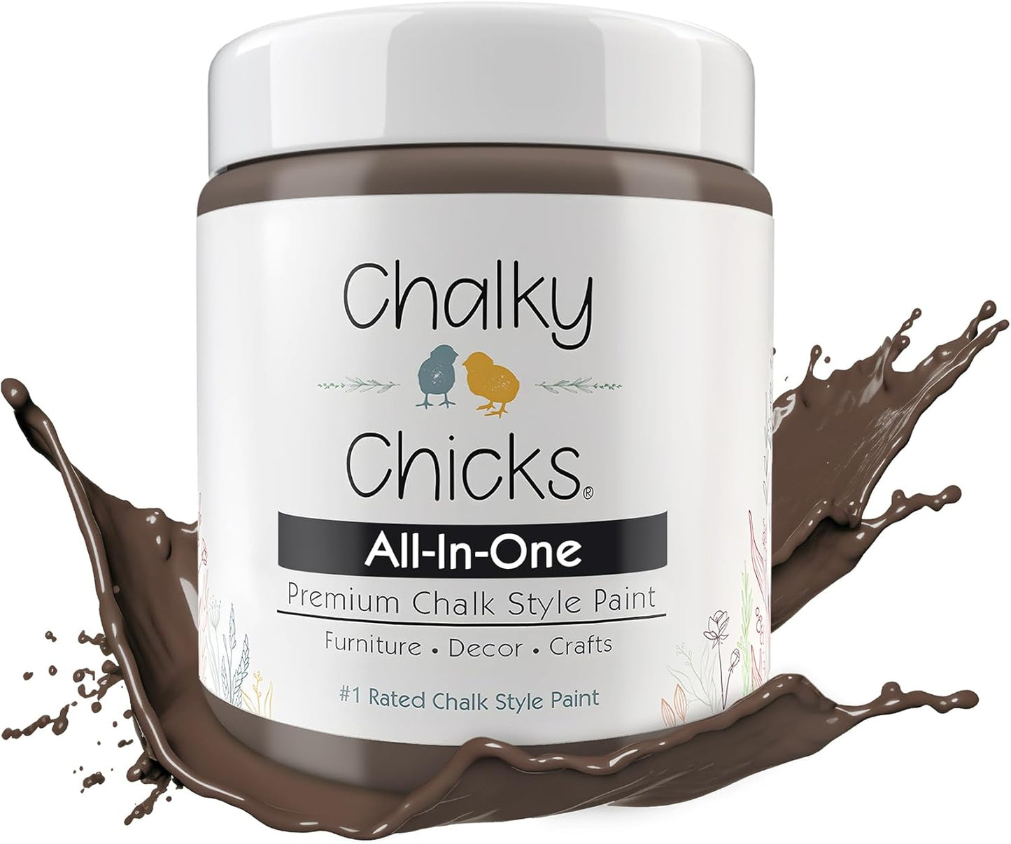 Chalky Chicks All-in-One Chalk Paint for Furniture or Cabinet - 4 Fl Oz - Matte Finish Alaskan Brown Bear for Metal, Wood Furniture Paint - No Sanding All-in-One for Home Decor & Crafts, USA Made
