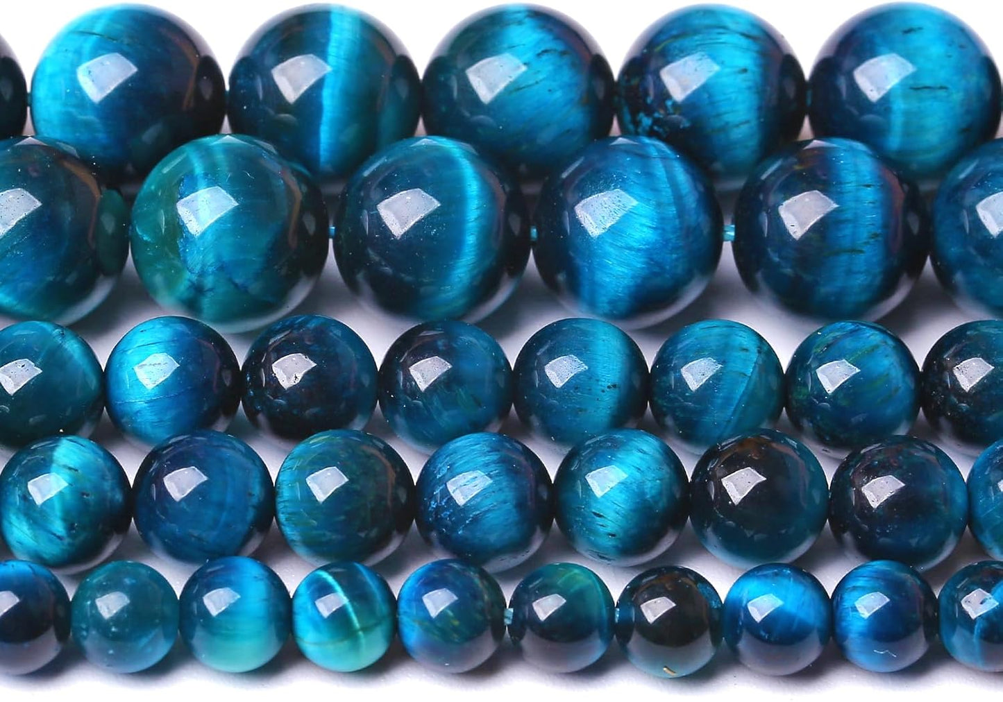 12MM 32pcs Natural Royal Blue Tiger Eye Stone Energy Healing Beads Round Loose Beads for Jewelry Making Bracelet 1 Strands 15"