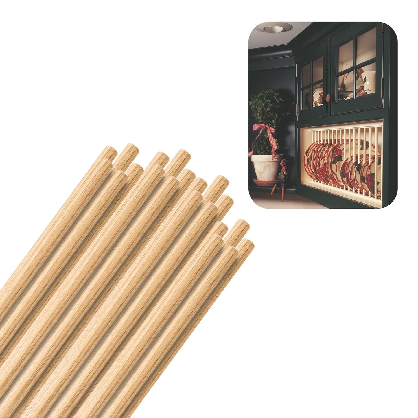 Hardwood Round Dowels (3/8" x 36", Pack of 20) | Variety of Diameters & Wood Species | Unfinished Wooden Dowel Rods for Crafts & DIY Home Projects | Curtain Rod, Macrame Supplies, Moulding, Flagpole