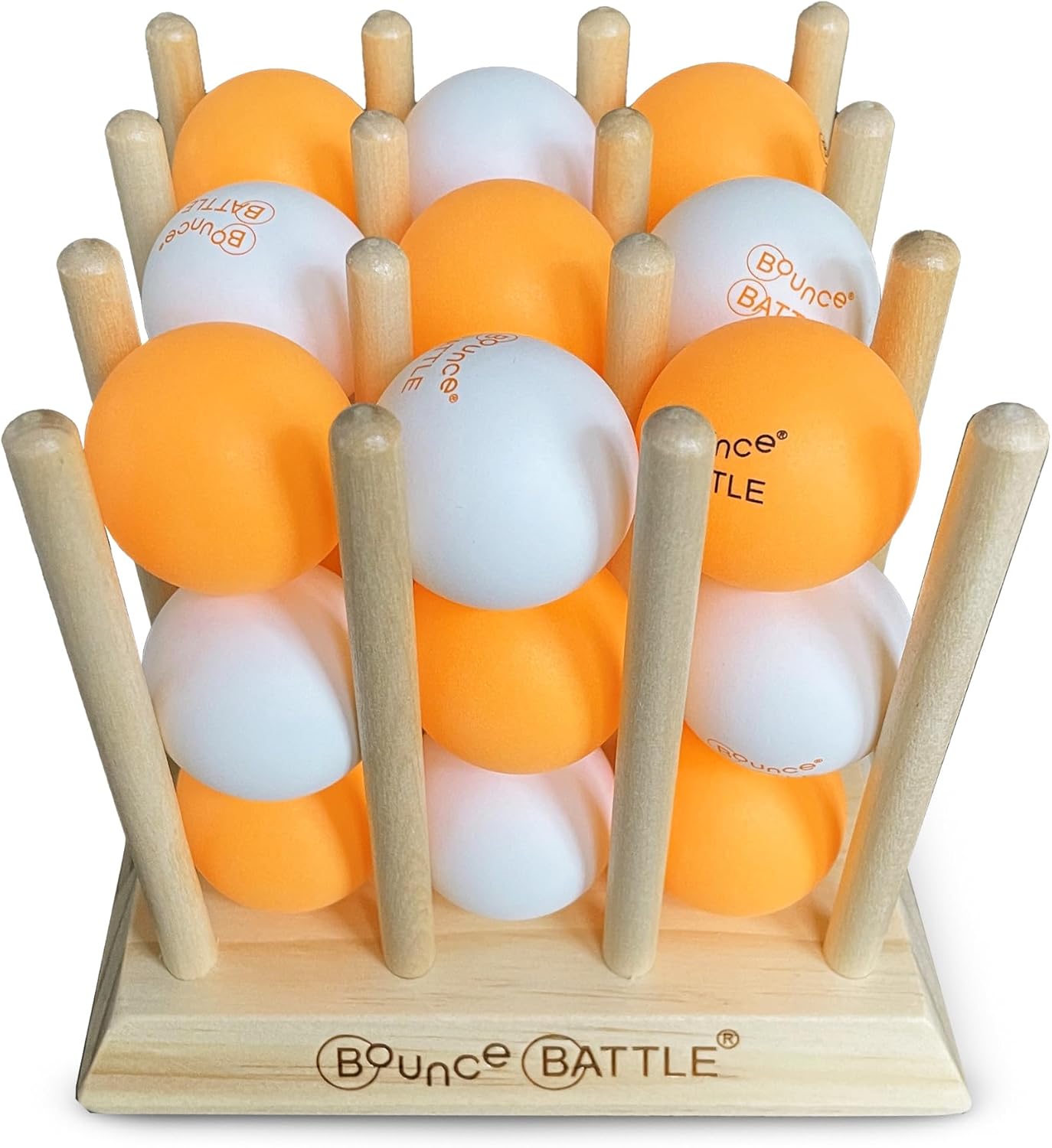 Bounce Battle™ Wood Edition – Family & Party Game for Kids, Teens & Adults – Fast-Paced Skill and Strategy Tabletop Game – Includes 27 Balls & Wooden Cube – Game of The Year Award Winner