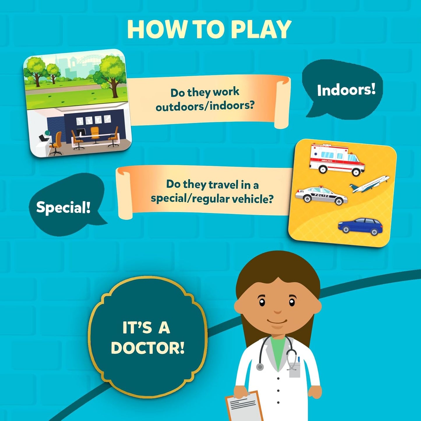 Skillmatics Guess in 10 Junior Community Helpers for Boys, Girls, and Families Who Love Card Games, Board Games & Educational Toys, Travel Friendly, Gifts for Ages 3, 4, 5, 6