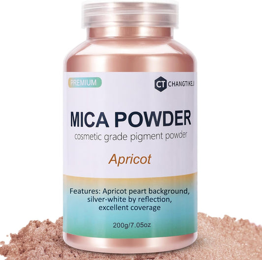 Mica Powder,7.05OZ（200g）,Apricot Mica Powder Pigment for Epoxy Resin，Lip Gloss，Car Paint，Dye，Soap Making，Nail Polish,Epoxy Resin,Candle Making,Bath Bombs