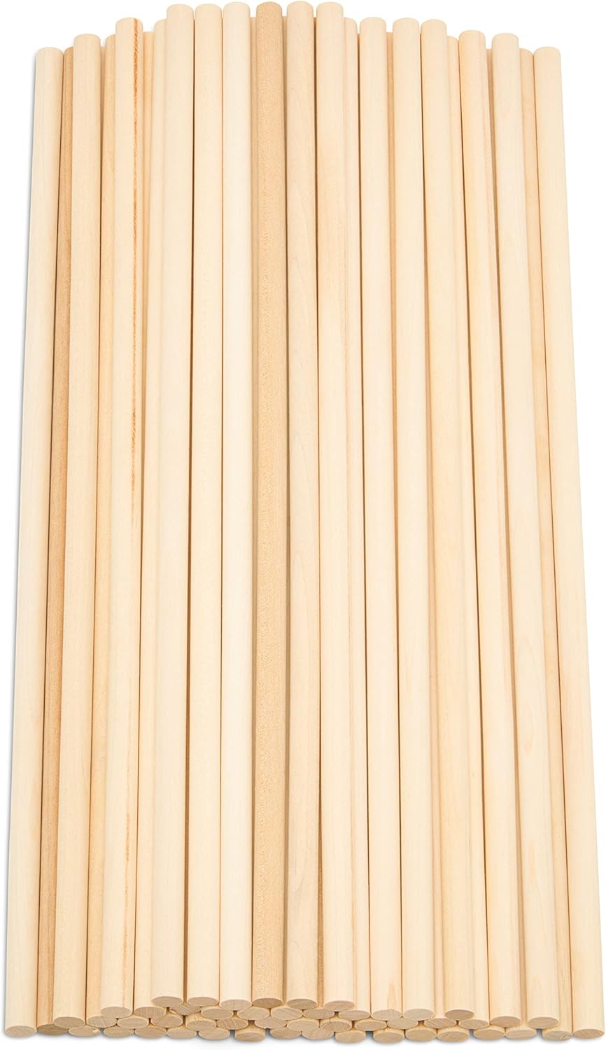 Dowel Rods Wood Sticks Wooden Dowel Rods - 5/16 x 12 Inch Unfinished Hardwood Sticks - for Crafts and DIYers - 50 Pieces by Woodpeckers