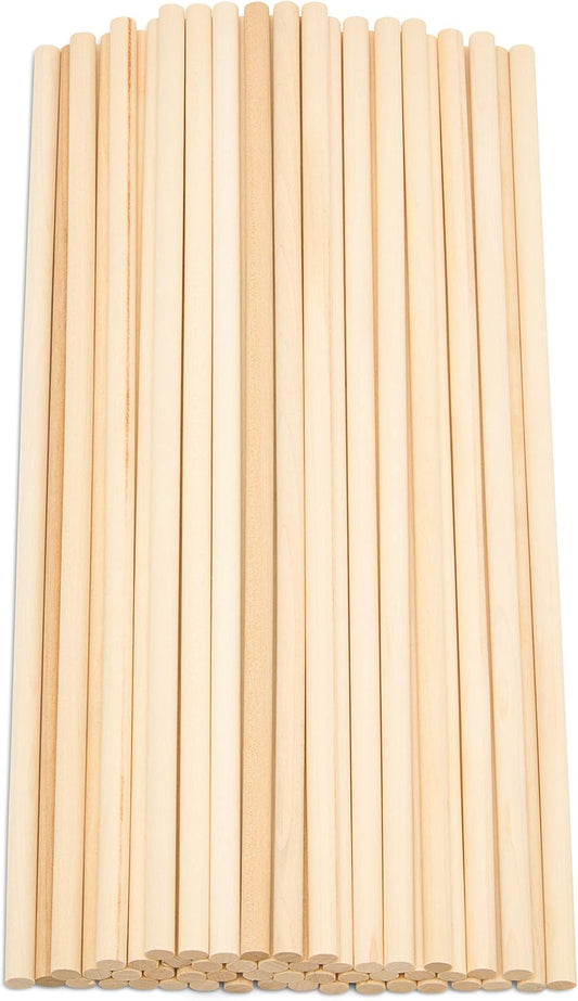Dowel Rods Wood Sticks Wooden Dowel Rods - 5/16 x 12 Inch Unfinished Hardwood Sticks - for Crafts and DIYers - 50 Pieces by Woodpeckers