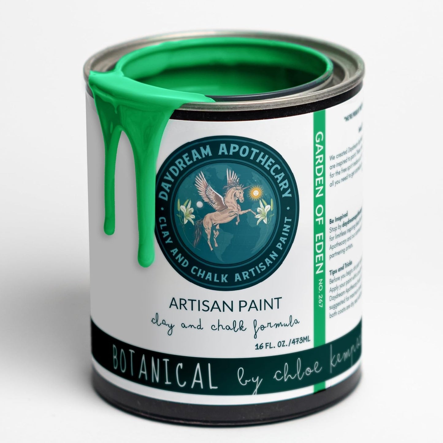Daydream Apothecary Premium Chalk Style Paint for Furniture, Home Décor, Wood, DIY Interior Projects, Quick Dry, No Prep or Prime Needed, Matte Green - 16oz