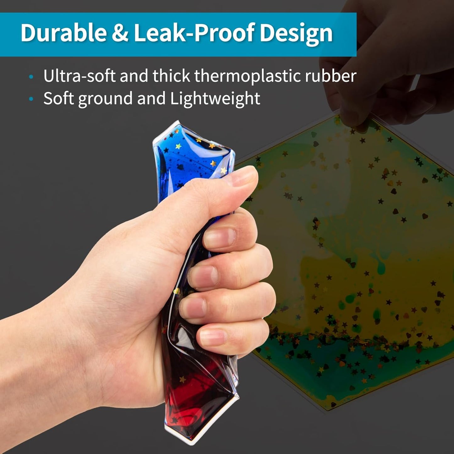 Art3d Hexagon Sensory Fidget Liquid Motion Tiles for Kids, Toddler, Teens - Interactive Soft Gel Liquid Play Mats for Home, Schools, Playrooms, Multi-Pack of 6 Tiles