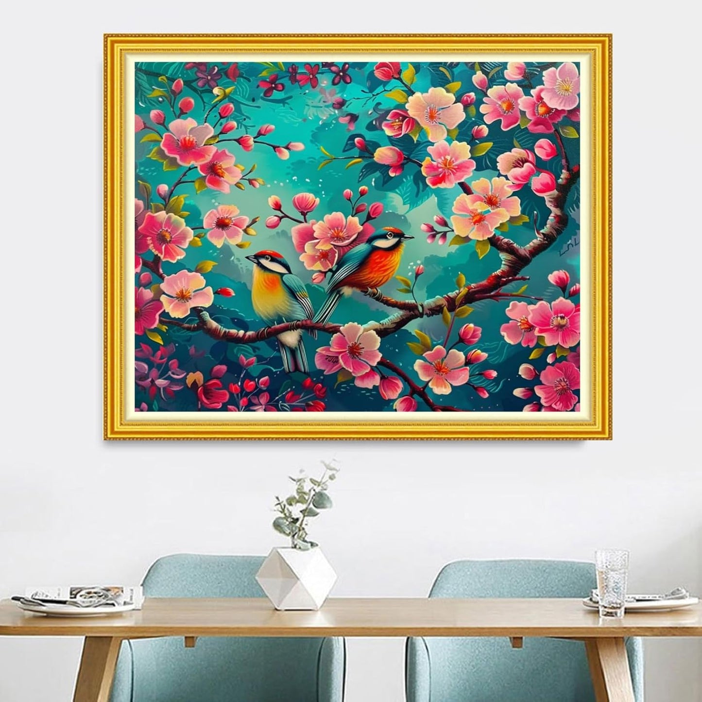 Magxvouy Cross Stitch Kits Stamped Full Range of Embroidery Kits,Cross Stitch Patterns Needlework Kits for Beginners 11CT Printed Kits&Bird Flowers 16x20 inch