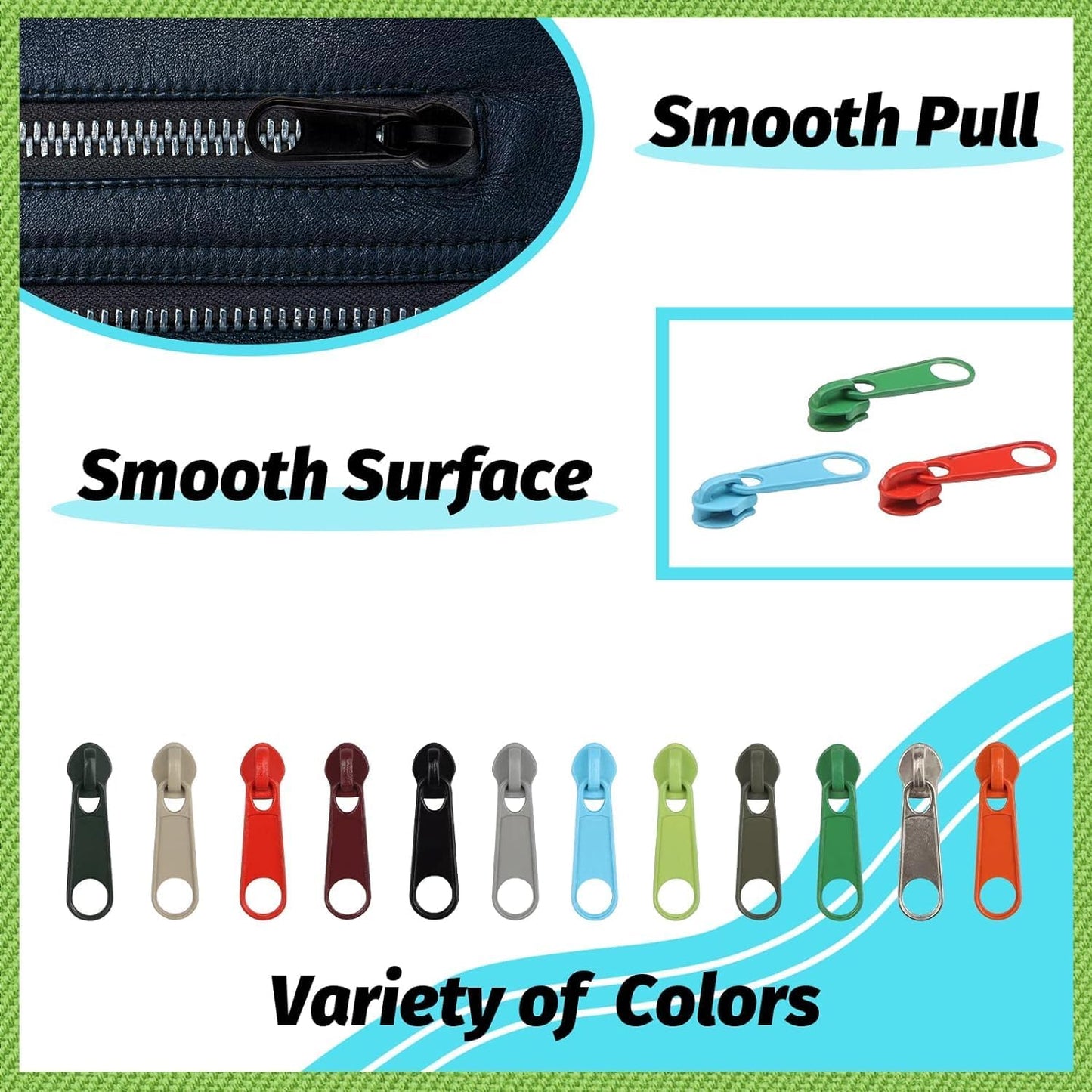 DOITEM 96Pcs Zipper Repair Kit - 12 Colors, 3# Zipper Pulls, Rescue Kit for Clothing, Jackets, Purses, Luggage, Backpacks