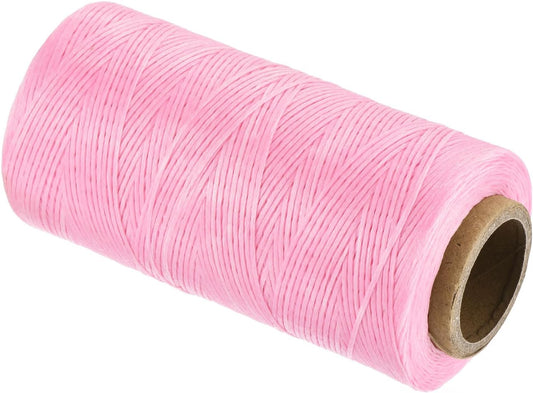 MECCANIXITY Waxed Thread,197 Yard 1mm 210D Flat Wax Thread Polyester Waxed String for Leather Sewing Hand Weaving Book Binding Home Decoration,Pink