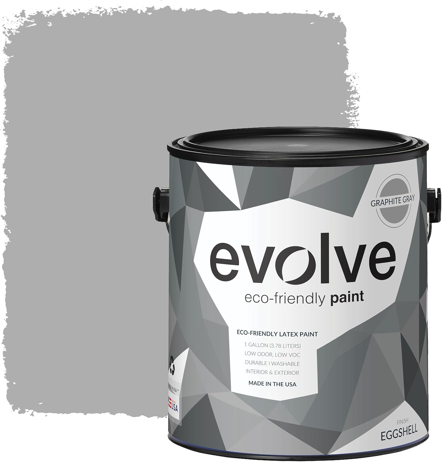 EVOLVE Paint & Primer: Environment-friendly, Low Sheen with One-coat Coverage for Interior & Exterior surfaces (Graphite Gray, 1-Gallon)