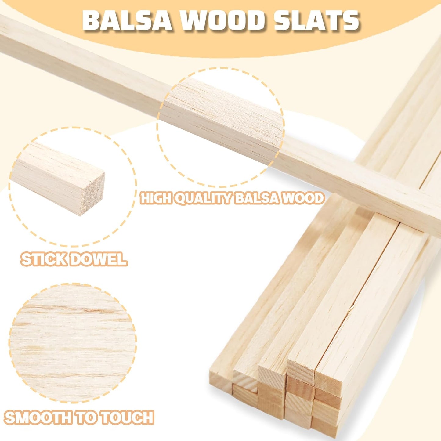 60Pcs Wood Square Dowel Rods 1/2 x 1/2 x 12 inch,Wood Squares for Crafts,Model Making Balsa Wood (1/2""x12""-60pcs)