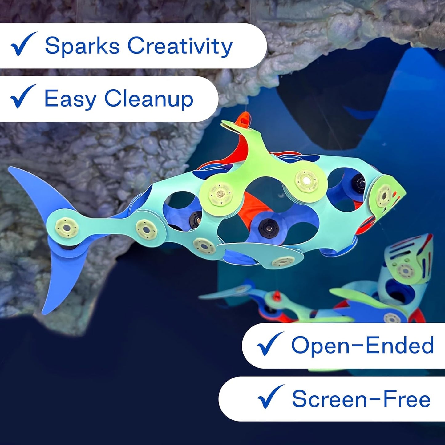 Clixo Ocean Creatures Pack - Glow-in-The-Dark Magnetic Building Toy - 24 Flexible Magnet Pieces for Underwater Adventure. Imaginative STEM Toy. Screen Free Kids Gift & Travel. Ages 6+ [New]