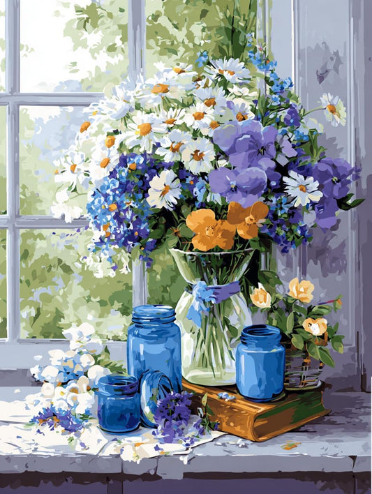 Moohue 14 ct Counted Cross Stitch Kits for Adults Flowers Cross Stitch Patterns Stamped Printed Cross Stitch Kits (Flowers 1)