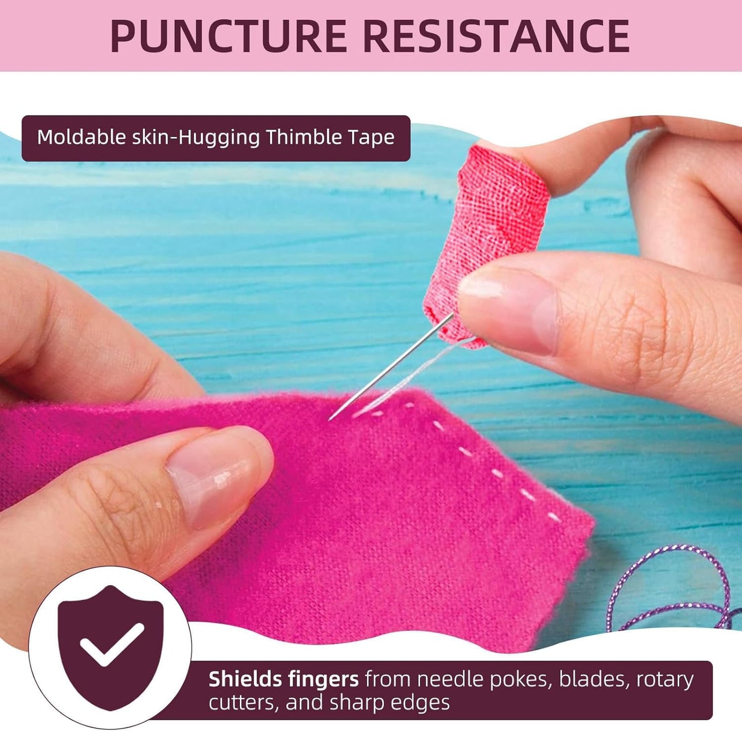 3Rolls Thimble Tape for Hand Sewing Multi-Used Sew Thimbles Nail Finger Protector - Alternative to Classic Knitting Thimbles Adjustable Cotton Tapes for Embroidery Paperwork Carving Sorting Task