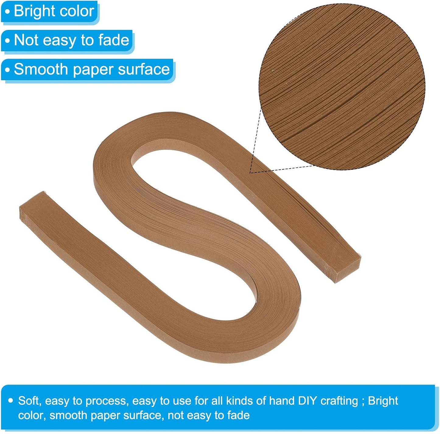 PATIKIL 360pcs Quilling Paper Strips Paper Flowers Quilling Kits 3/8"(10mm) Origami Paper for Adults Beginner Art Craft, 21"(54cm) Light Brown
