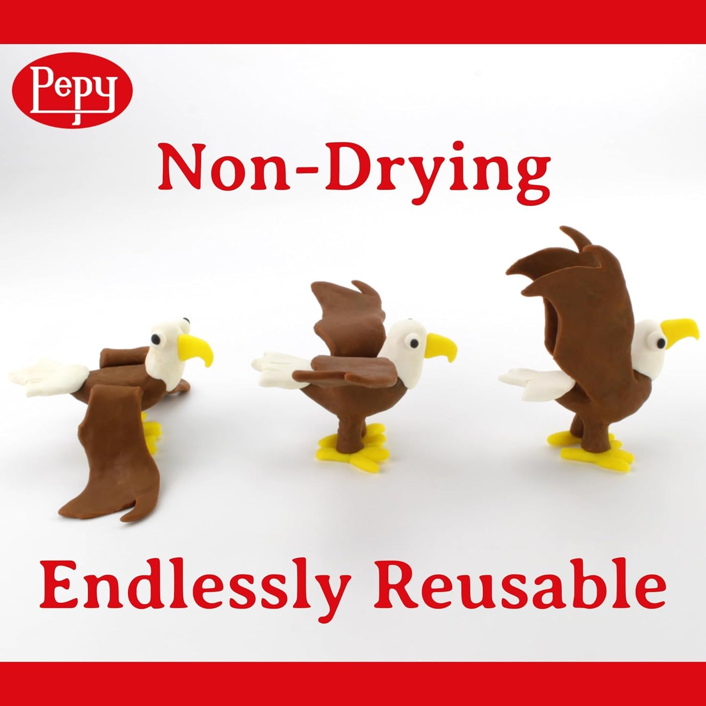 Pepy Plastilina Reusable and Non-Drying Modeling Clay; Set of 24 Bars, 1.4 Ounce Each, Perfect for Arts and Crafts Projects, White