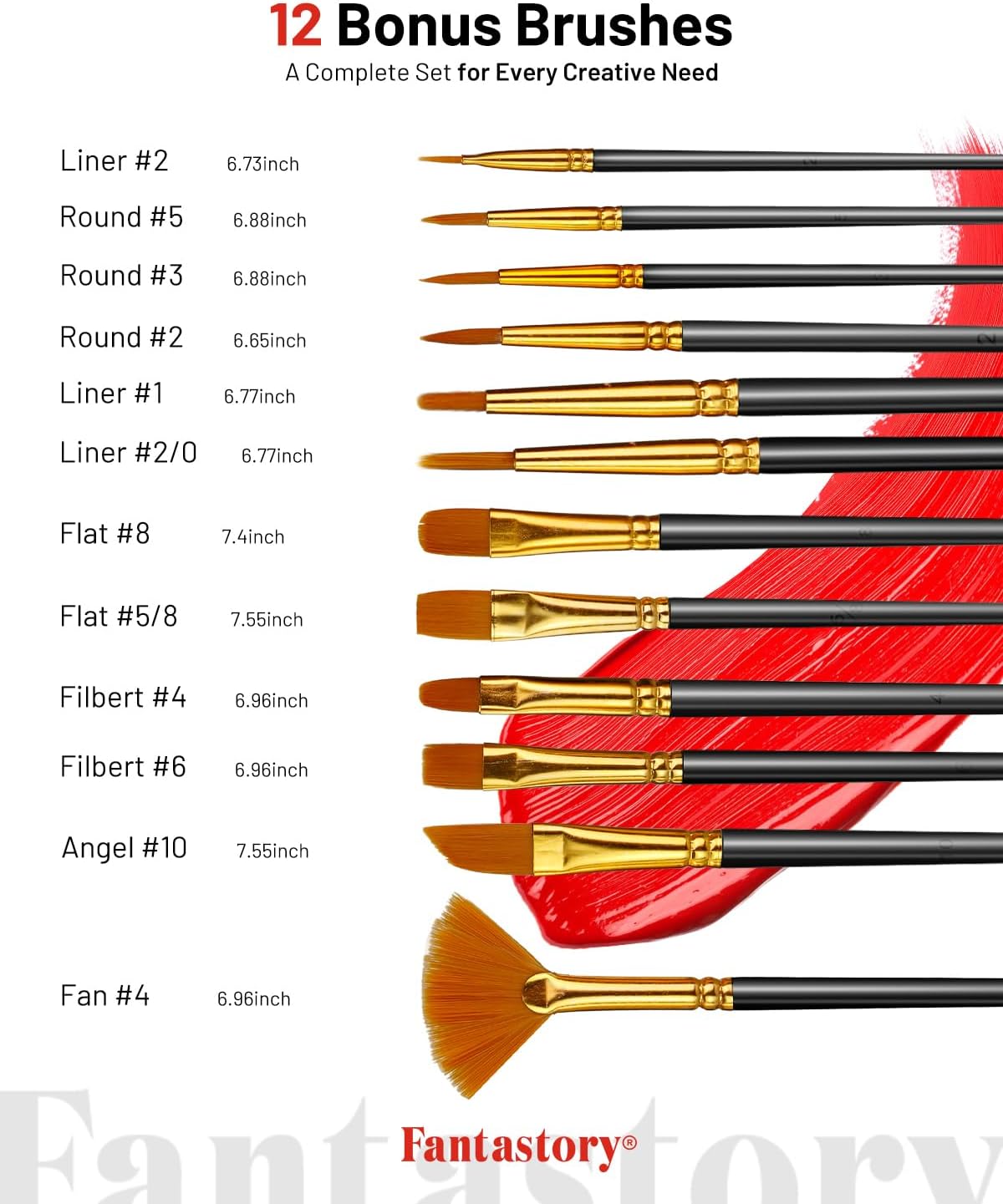 Fantastory Acrylic Paint Set, 24 x 60 ml with 12 Brushes; Christmas Acrylic Paint, Waterproof; For Artwork & DIY Projects on Canvas, Wood, Glass, Clay, Fabric, Ceramic, Paper, Canvas