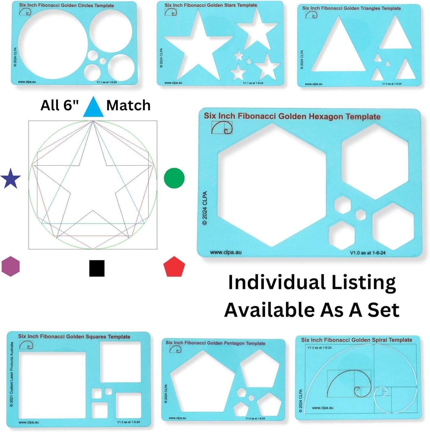 Hexagon Stencil Template for Drawing and Drafting: A Fibonacci-Inspired Hexagon Drawing Tool for Artists Allows The Simple Application of The Golden or Divine Ratio for Artistic Design
