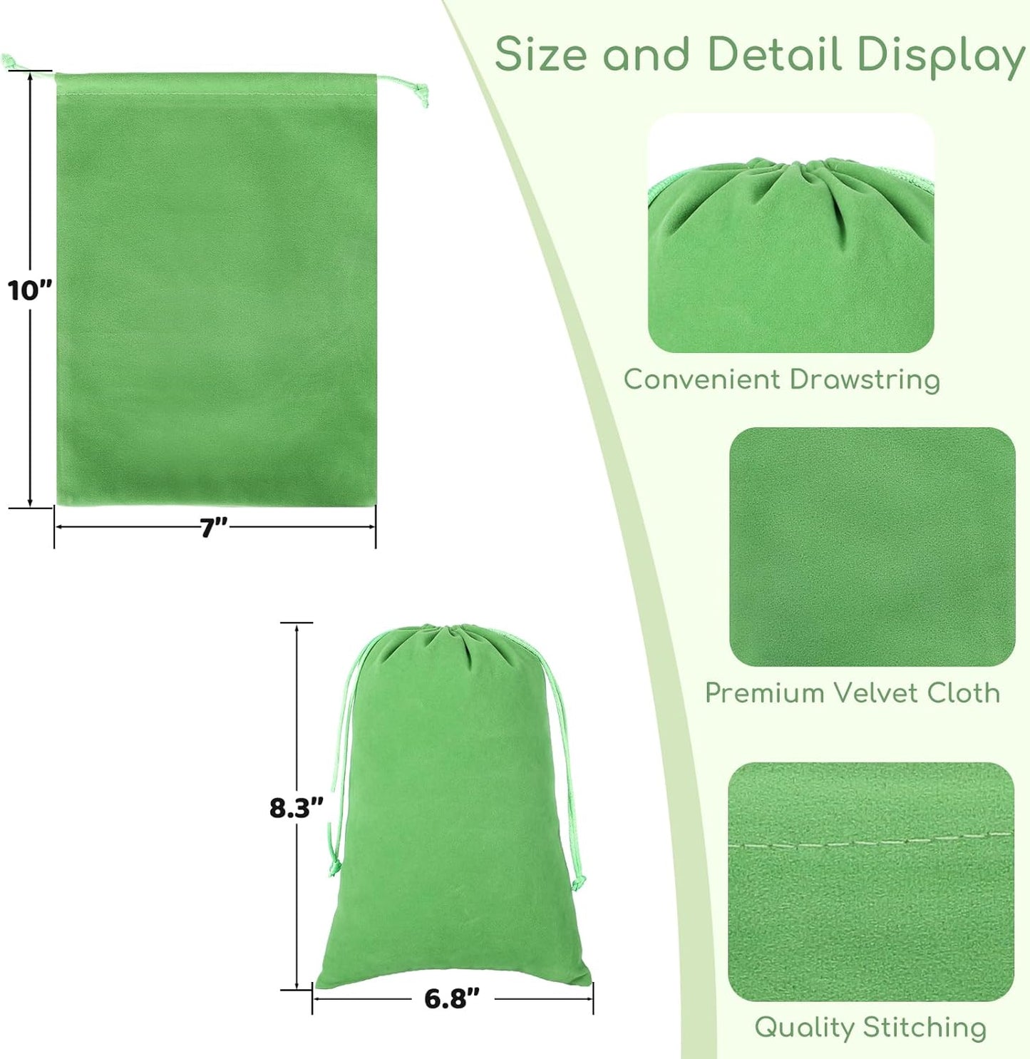 Velvet Drawstring Jewelry Bag, 50Pcs Green Dice Bag, 7x10, Or Wrapping Halloween Party Favors, Small Bussiness, Toys, Board Game