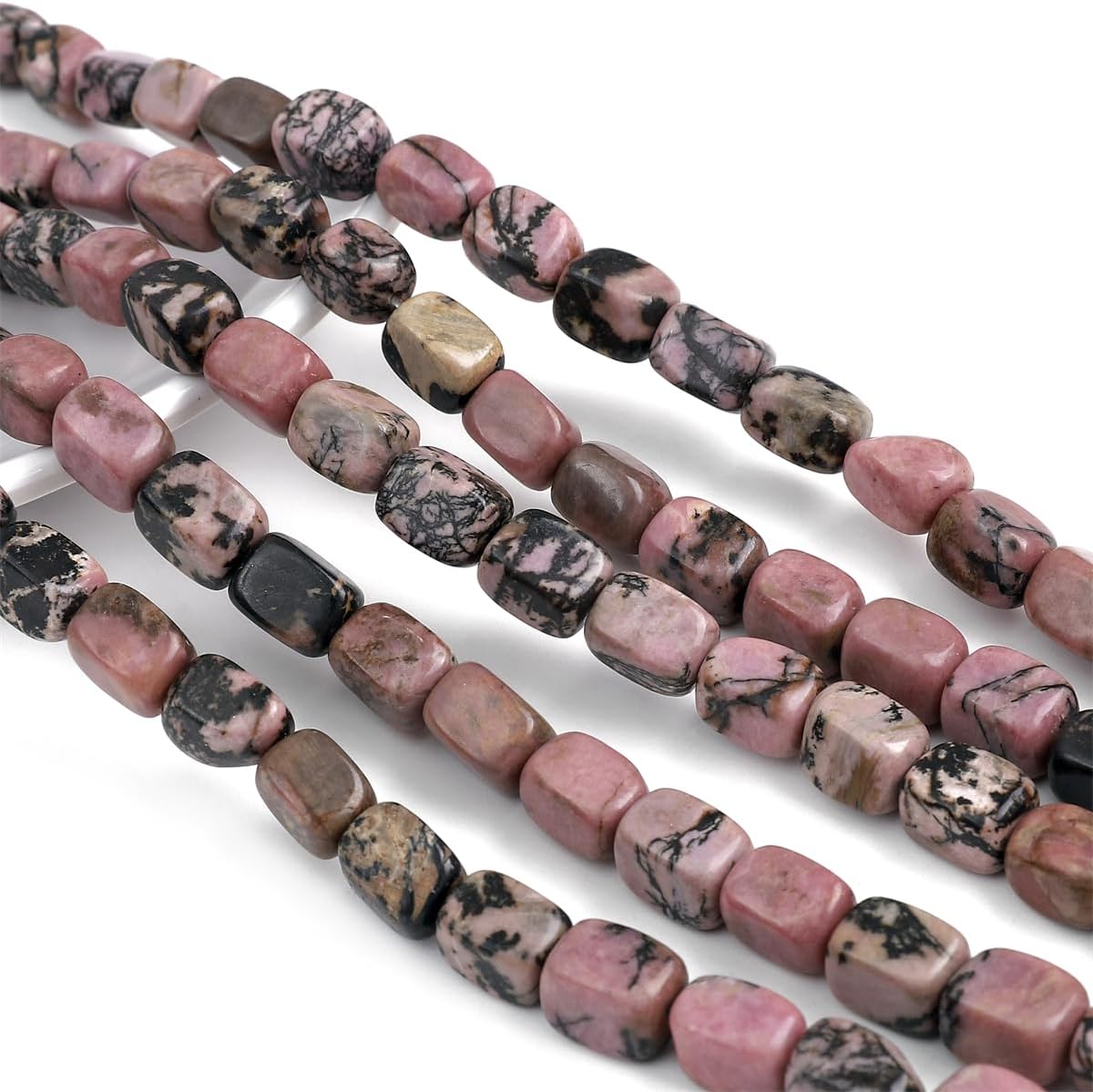 Natural Rhodochrosite Cuboid Stone Loose Semi Gemstone Beads for Jewelry Making 8mmx12mm 38cm/Strand