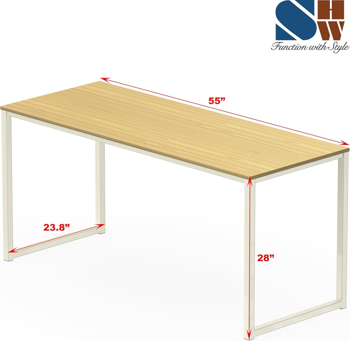 SHW Mission 55-Inch Home Office Computer Desk, Oak