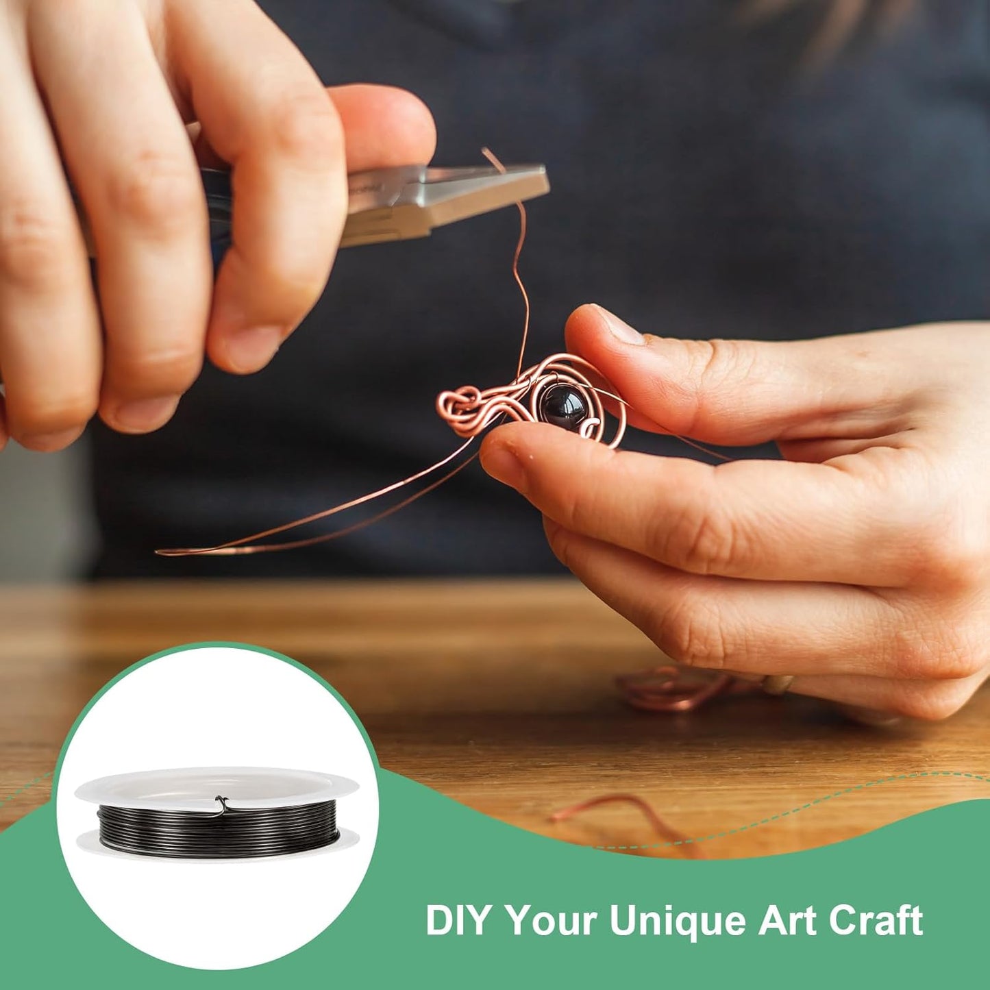 0.8 mm/20 Gauge Copper Wire for Jewelry Making, 7.5FT Copper Beading Craft Wire for Jewelry/Weaving/DIY Crafting/Planting, Color-Retaining [2.3 M, Metallic Black]