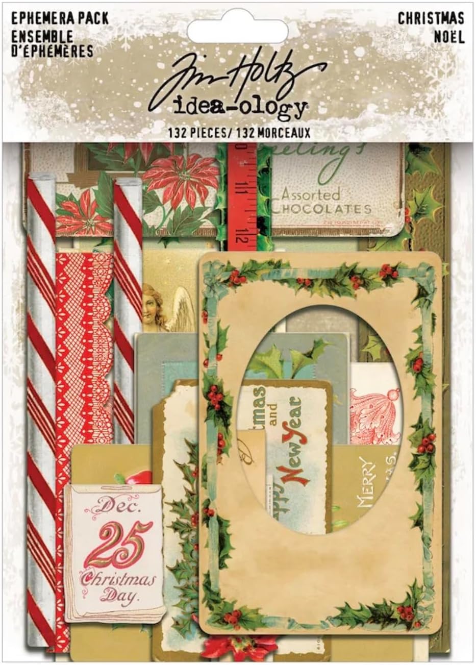 Tim Holtz Idea-Ology Christmas Winter 2025 Layers/Paper Dolls, Ephemera, Chipboard Baseboards, Bundle of 3 Packages, 244 Pieces