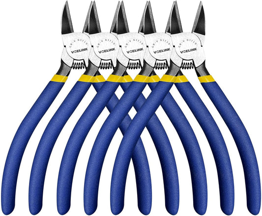 VCELINK Wire Cutters, 6-inch Side Cutter, CR-V Small Flush Cutter, 5 Pack Professional Small Wire Cutter with Spring-loaded for Artificial Flowers, Floral, Jewellery Making, and DIY Model Making