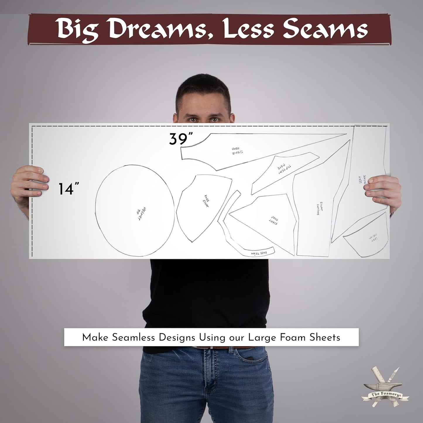 Shape Retention EVA Cosplay Foam 1mm (1mm-10mm) 14x39 inch White or Black High Density EVA Foam Sheets. Premium 85 kg/m3 Heat Shape Material for DIY Convention or Halloween Costumes by The Foamory