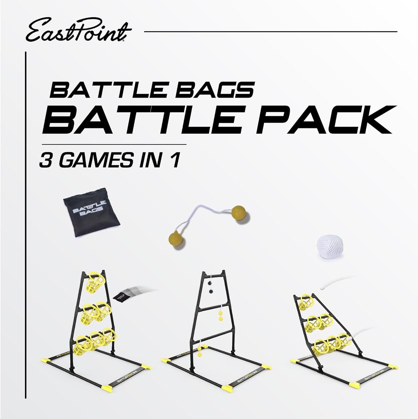 EastPoint 3-in-1 Battle Bag Battle Pack – 1 Easy to Convert Target - Bean Bag Toss Pong, Ladderball, and Battle Bags All in 1 Outdoor Tailgate Game