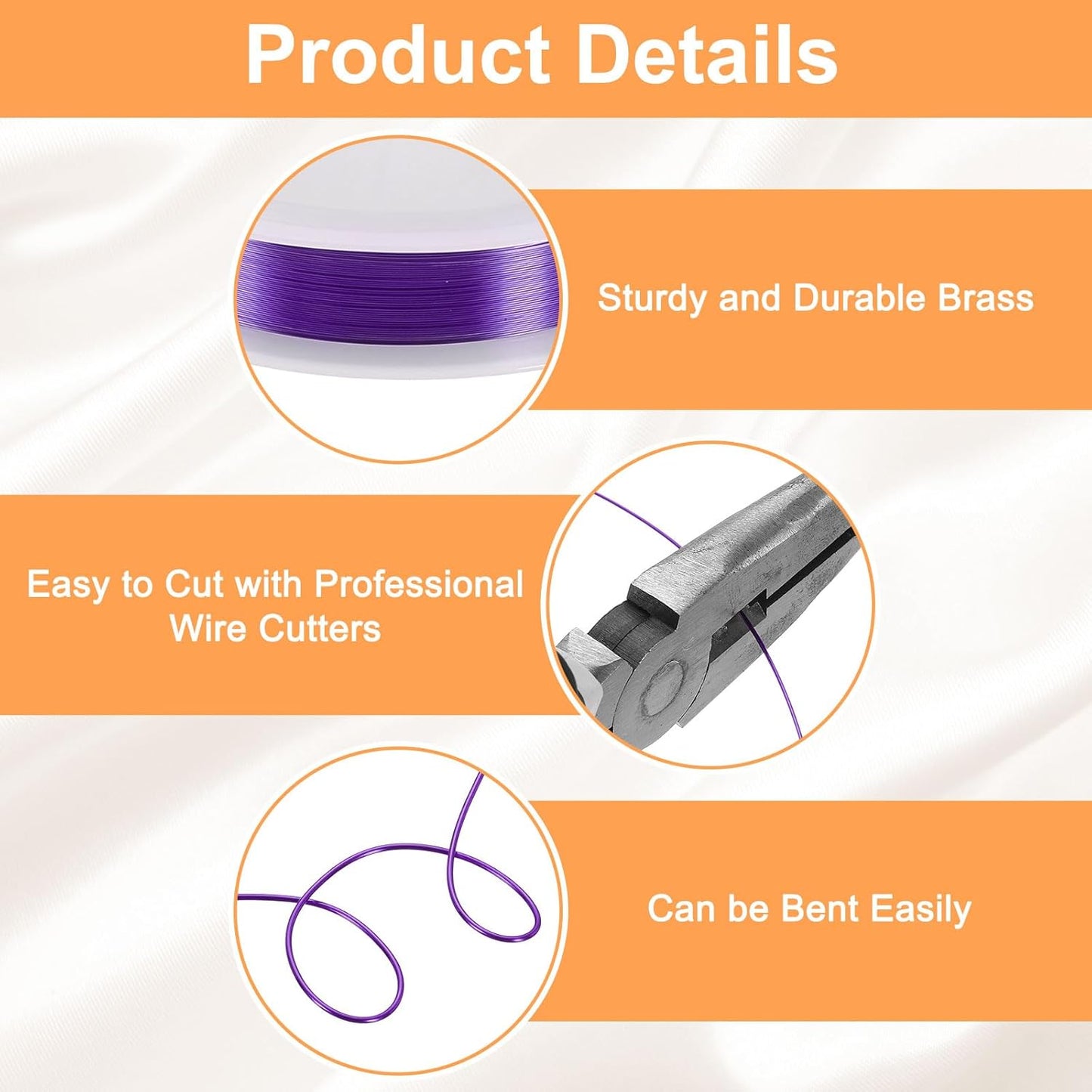 HARFINGTON 82ft Jewelry Wire, 32 Gauge (0.2mm) Brass Craft Soft Metal Tarnish Resistant Copper Beading Wire for Jewelry Making Supplies Crafting, Purple