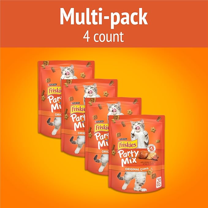 Friskies Purina Cat Treats, Party Mix Original Crunch - 20 oz. Pouch (Pack of 2)
