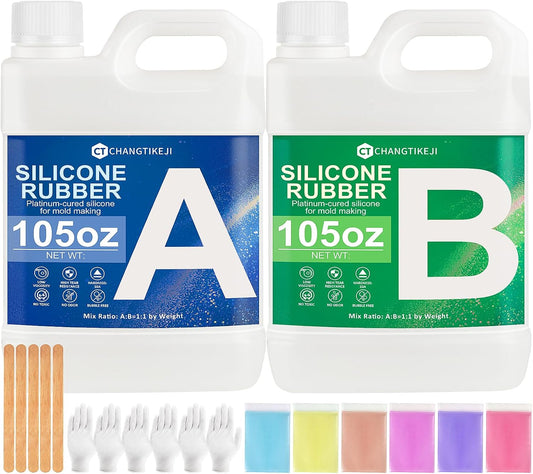 CHANGTIKEJI Silicone Mold Making Kit,210 OZ Super Elastic Liquid Silicone for Mold Maker, Fast Cure Translucent Silicone Rubber for Casting Resins Mold,Silicone Mold,Candle Mold,Soap Mold,Food Mold