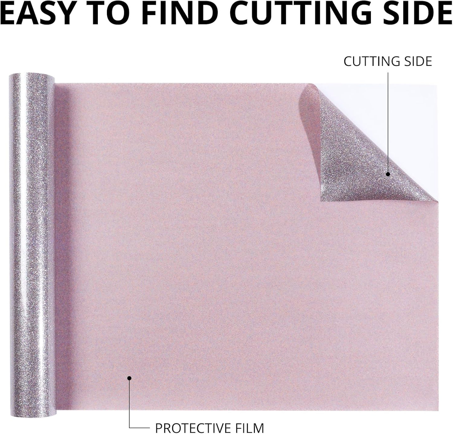 HTVRONT Silver Glitter HTV Heat Transfer Vinyl Roll - 10" x 8ft Glitter HTV Vinyl for Shirts, Glitter Iron on Vinyl for All Cutting Machine - Easy to Cut & Weed & Transfer (Rainbow Silver Glitter)