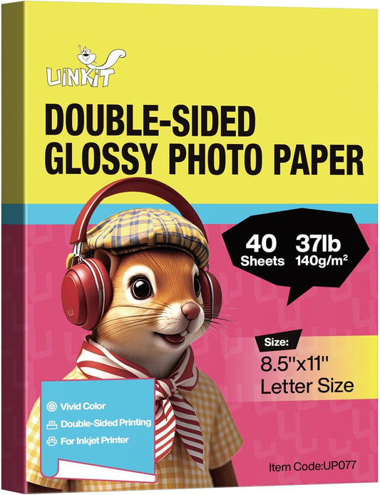 Uinkit Brochure Paper Glossy Double Sided 8.5x11 Inkjet 37lb 140gsm Dye ink Thin Photo Picture Flyer Calendar Magazine CD Cover letter (40, 8.5x11-glossy)