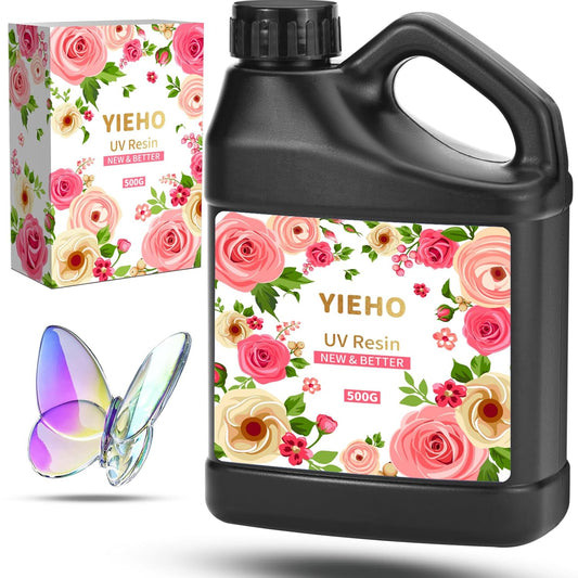 UV Resin 500g -Bulk Upgraded Crystal Clear Hard UV Fast Curing Epoxy Resin Supplies for Craft Jewelry Making